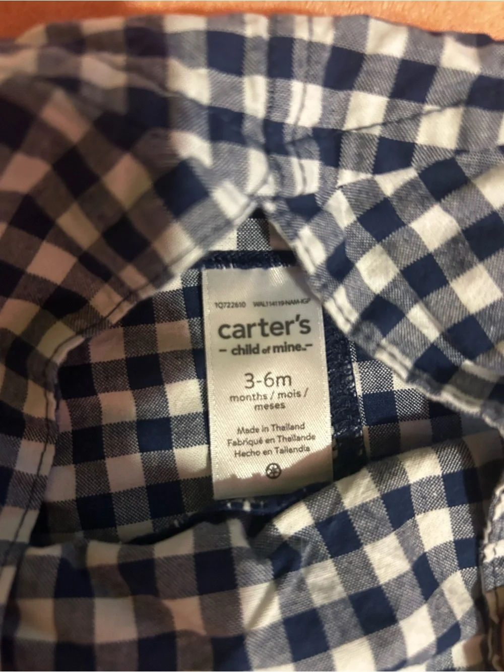 Carter's Navy and White Gingham Pinafore Skirt